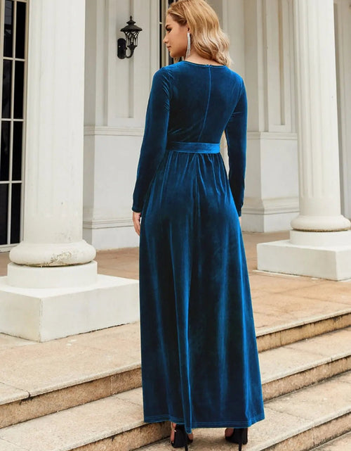 Load image into Gallery viewer, Tie Front Round Neck Long Sleeve Maxi Dress 2668south
