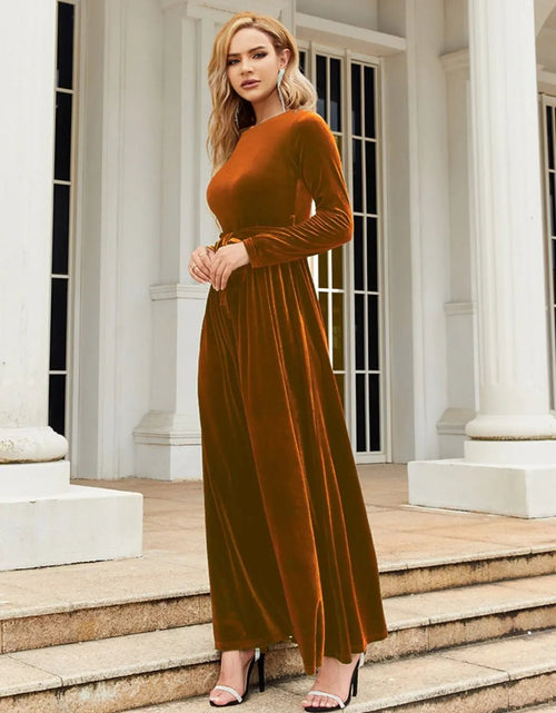 Load image into Gallery viewer, Tie Front Round Neck Long Sleeve Maxi Dress 2668south
