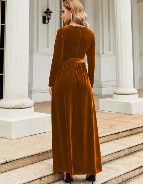 Load image into Gallery viewer, Tie Front Round Neck Long Sleeve Maxi Dress 2668south
