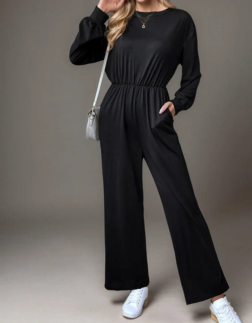 Load image into Gallery viewer, Tied Round Neck Wide Leg Jumpsuit 2668south
