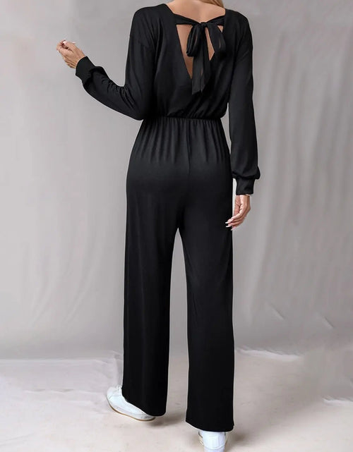 Load image into Gallery viewer, Tied Round Neck Wide Leg Jumpsuit 2668south
