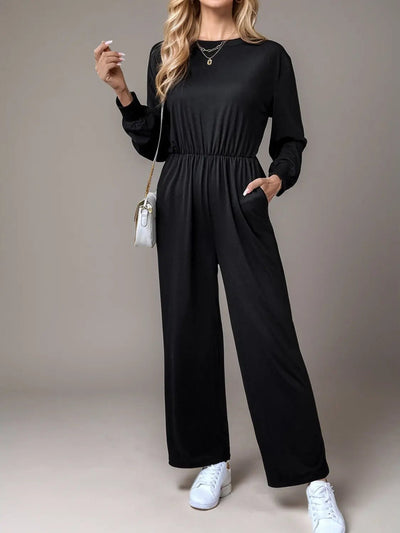 Tied Round Neck Wide Leg Jumpsuit 2668south