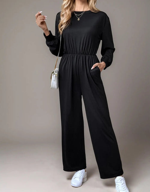 Load image into Gallery viewer, Tied Round Neck Wide Leg Jumpsuit 2668south
