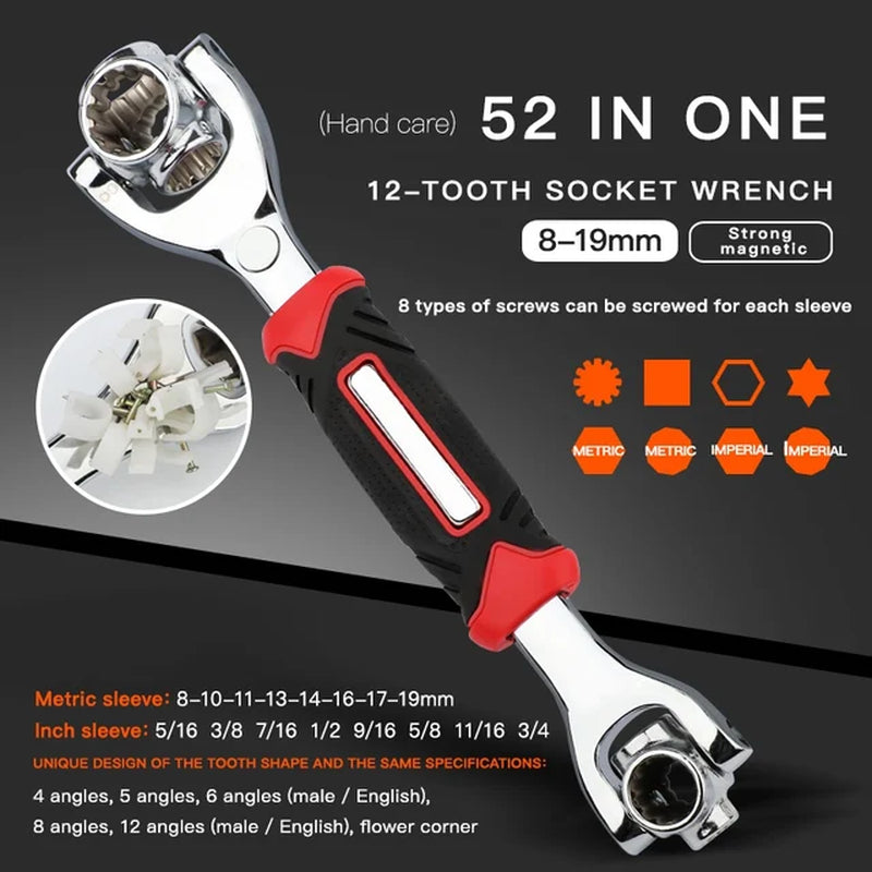 Tiger Wrench 52 in 1 with 360 Degree Rotation, Multipurpose Rotating Spline Bolts Hand Tools 2668south