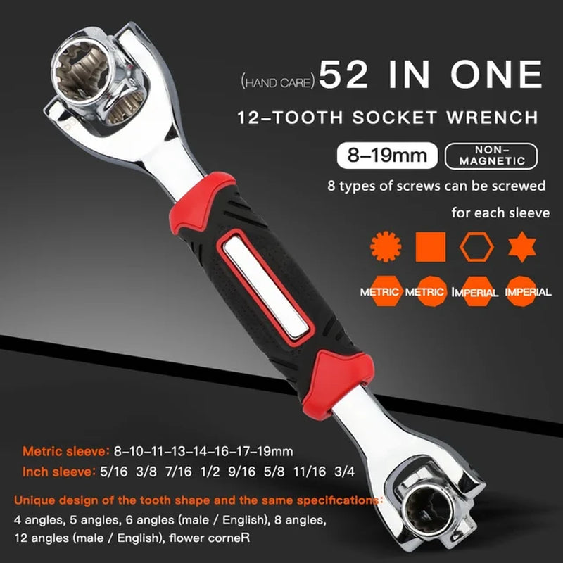 Tiger Wrench 52 in 1 with 360 Degree Rotation, Multipurpose Rotating Spline Bolts Hand Tools 2668south