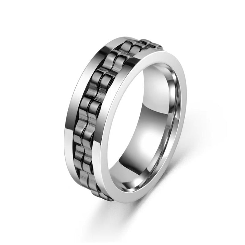 Titanium Steel Rotatable Fashion Decompression Anti-anxiety Ring 2668south