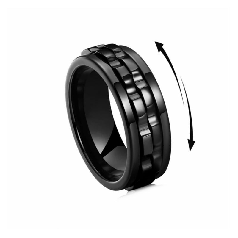 Titanium Steel Rotatable Fashion Decompression Anti-anxiety Ring 2668south