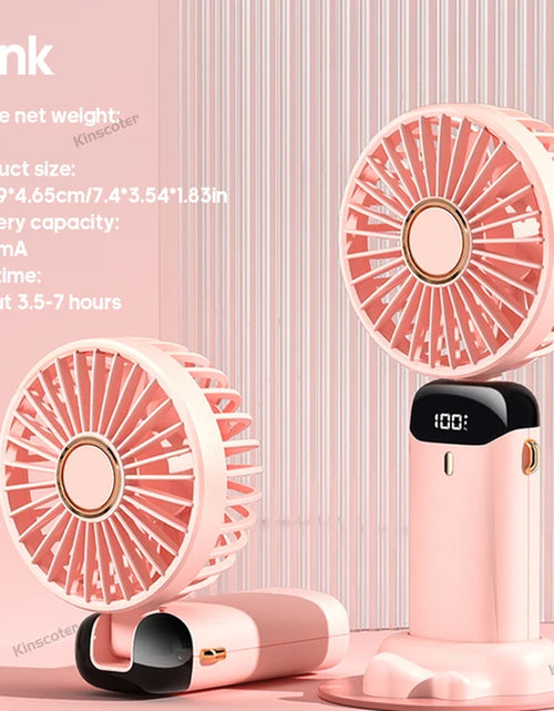 Load image into Gallery viewer, USB Handheld Mini Fan Foldable Portable Neck Hanging Fans 5 Speed USB Rechargeable Fan with Phone Stand and Display Screen 2668south
