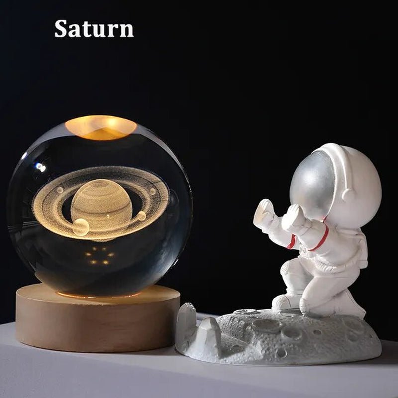 USB LED Night Light, Galaxy Crystal Ball Lamp, 3D Planet Moon Lamp, Home Decoration 2668south