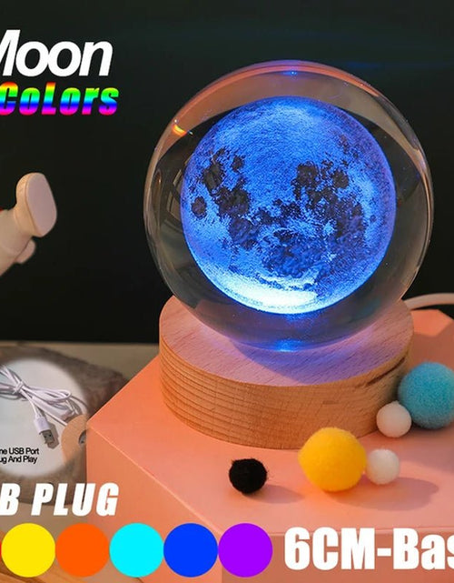 Load image into Gallery viewer, USB LED Night Light, Galaxy Crystal Ball Lamp, 3D Planet Moon Lamp, Home Decoration 2668south
