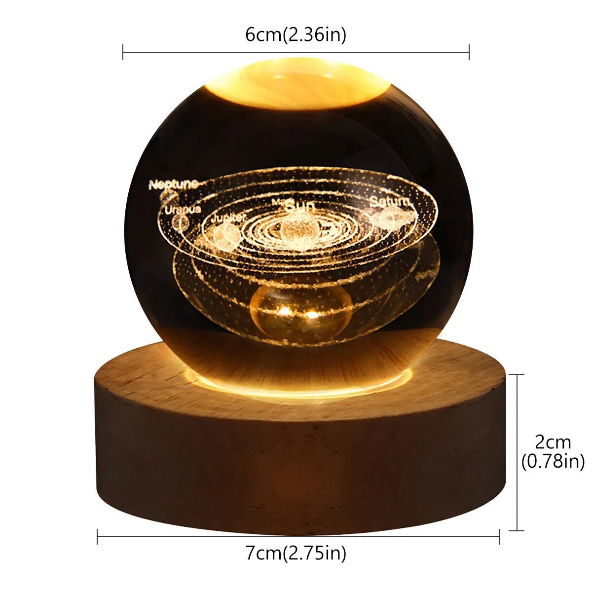 USB LED Night Light, Galaxy Crystal Ball Lamp, 3D Planet Moon Lamp, Home Decoration 2668south