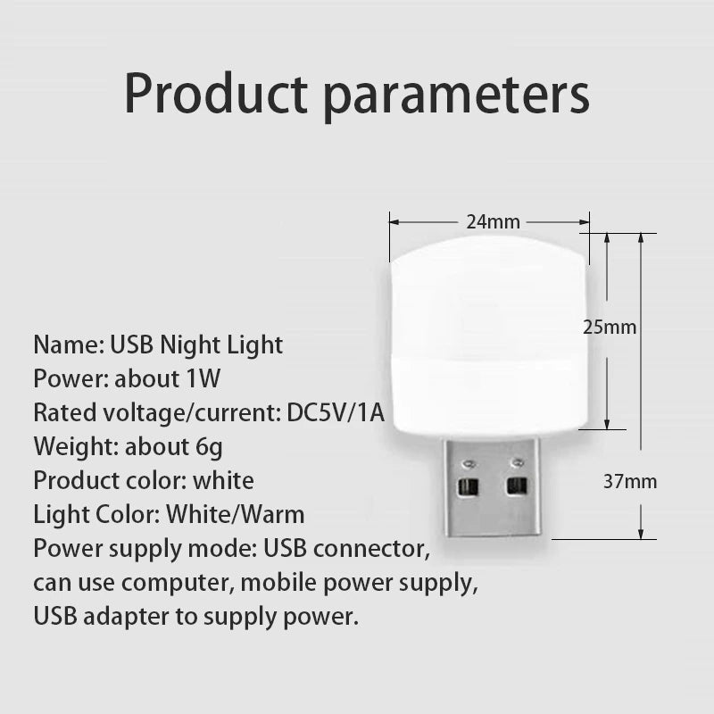 USB Plug Night Light LED Outdoor Camping Light Mini Night Light Can Be Powered by Computer Power Bank USB Adapter 2668south