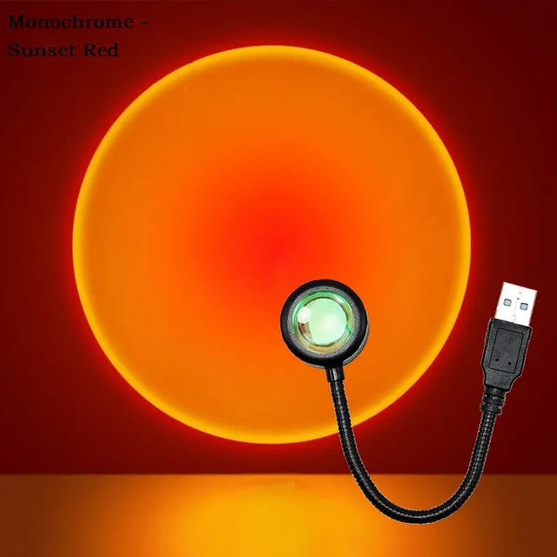 USB Sunset Light Lamp Self Photography Light LED Rainbow Neon Night Light Projector Photography Wall Atmosphere Light 2668south