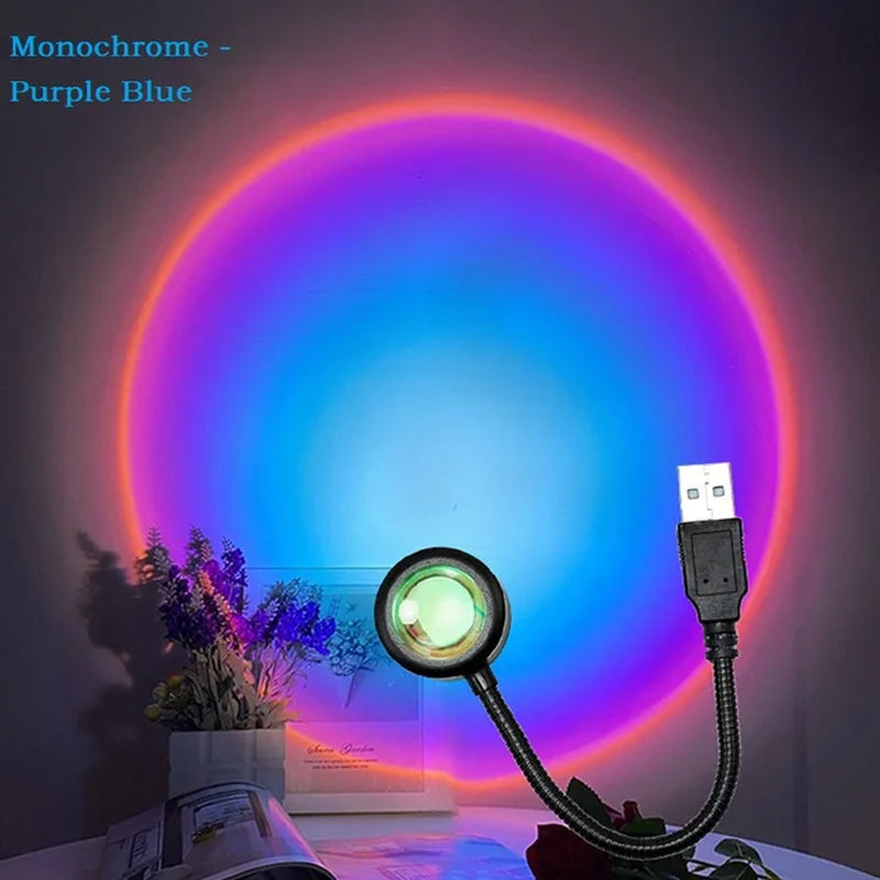 USB Sunset Light Lamp Self Photography Light LED Rainbow Neon Night Light Projector Photography Wall Atmosphere Light 2668south