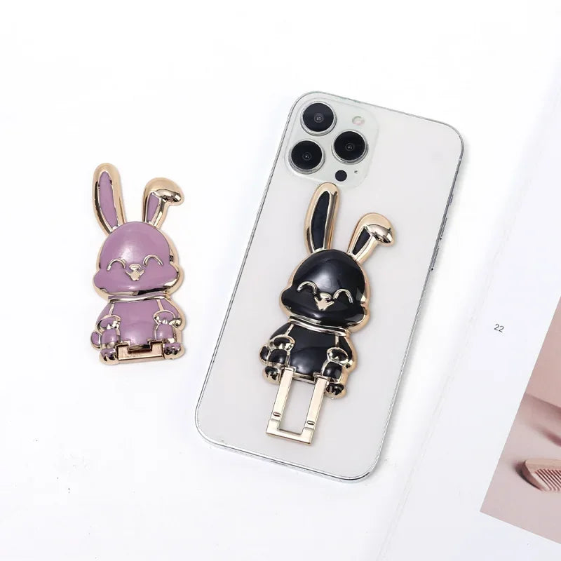 Universal Finger Ring Phone Holder Desktop Ultra-Thin Cartoon Rabbit Phone Stand Foldable Buckle Adhesive Pull Rod Support Frame 2668south