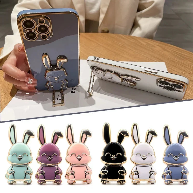 Universal Finger Ring Phone Holder Desktop Ultra-Thin Cartoon Rabbit Phone Stand Foldable Buckle Adhesive Pull Rod Support Frame 2668south