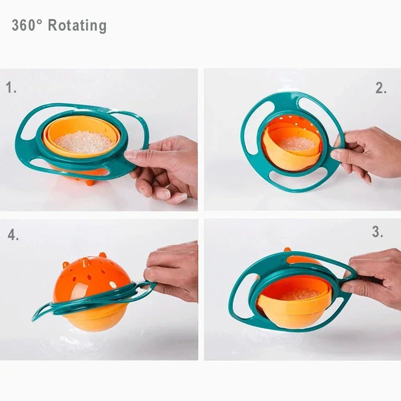 Universal Gyro Bowl Children Rotary Balance Novelty Gyro 360 Rotate Spill Proof Feeding Dishes Baby Training Rotary Balance Toy 2668south