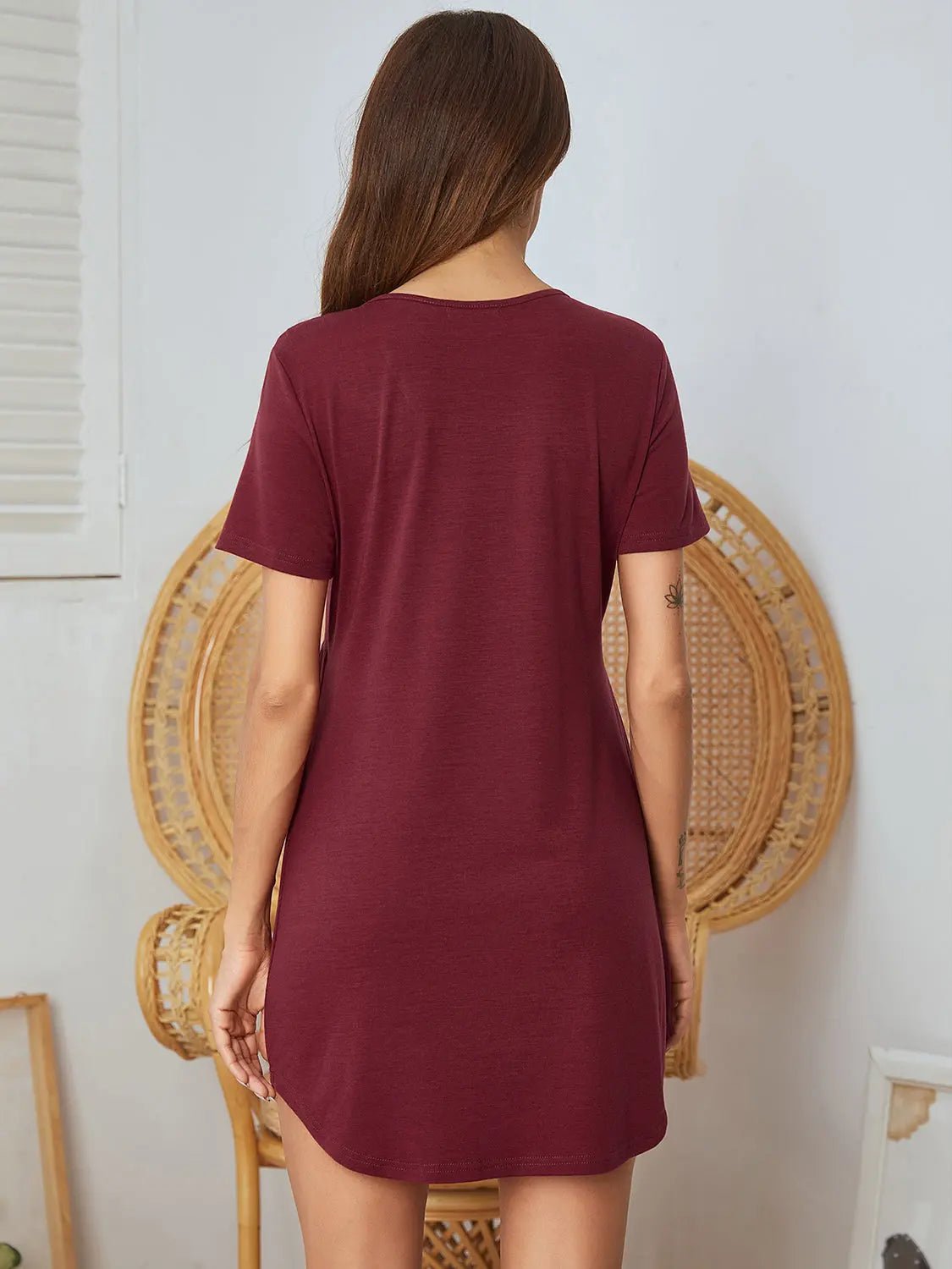 V-Neck Short Sleeve Lounge Dress 2668south