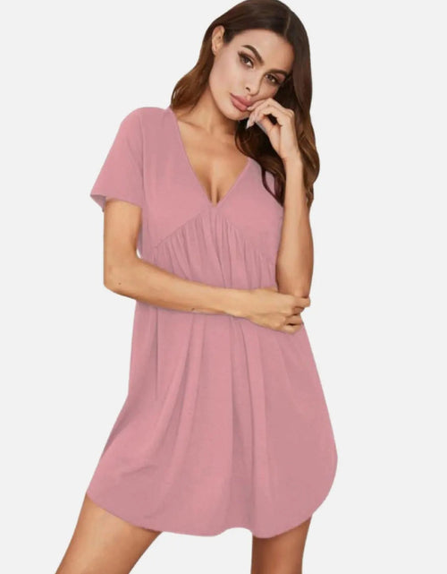 Load image into Gallery viewer, V-Neck Short Sleeve Lounge Dress 2668south
