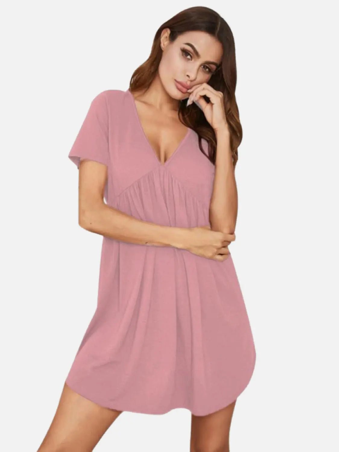 V-Neck Short Sleeve Lounge Dress 2668south