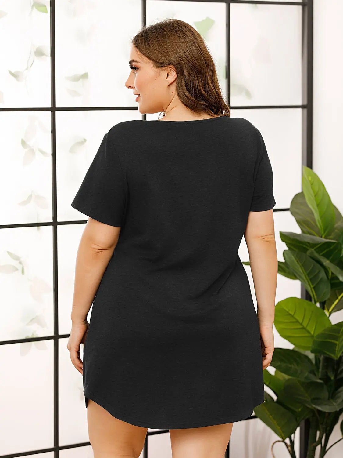 V-Neck Short Sleeve Lounge Dress 2668south