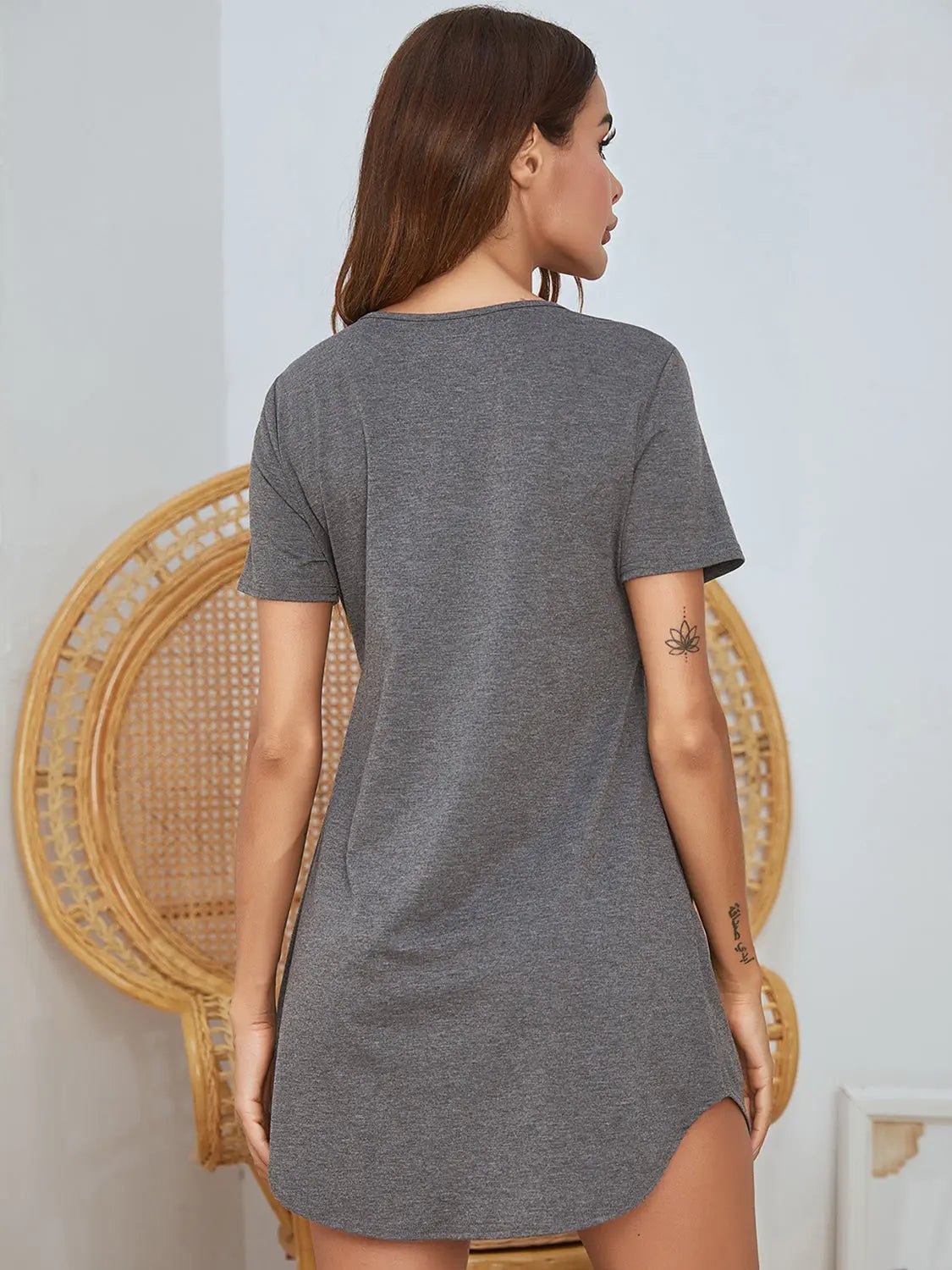 V-Neck Short Sleeve Lounge Dress 2668south