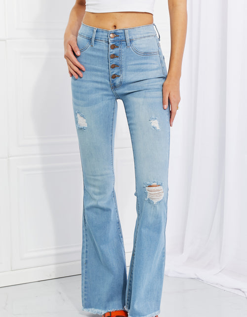 Load image into Gallery viewer, Vibrant MIU Full Size Jess Button Flare Jeans 2668south
