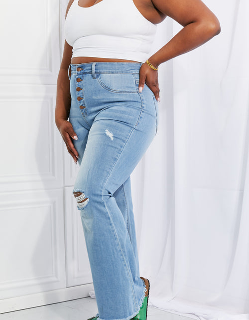 Load image into Gallery viewer, Vibrant MIU Full Size Jess Button Flare Jeans 2668south
