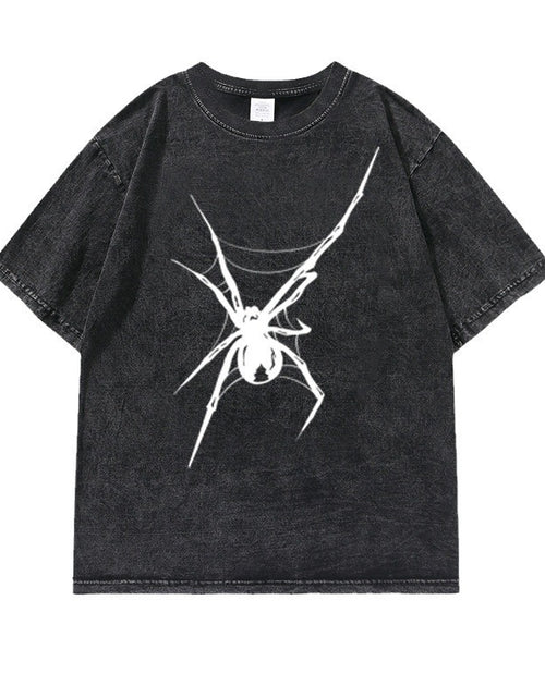 Load image into Gallery viewer, Washed Old Heavy Cotton T-shirt Spider Print 2668south
