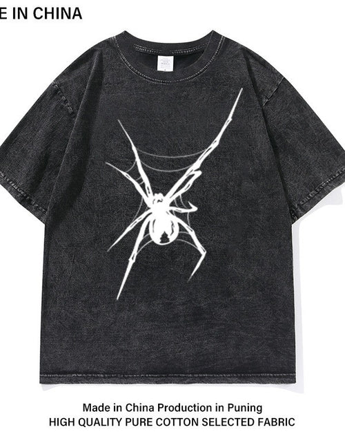 Load image into Gallery viewer, Washed Old Heavy Cotton T-shirt Spider Print 2668south
