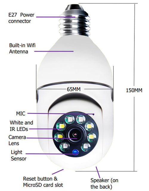 Load image into Gallery viewer, WiFi CAMERA 1080P Bulb 4X Zoom Camera E27 Home 5GWiFi Alarm Monitor 2668south
