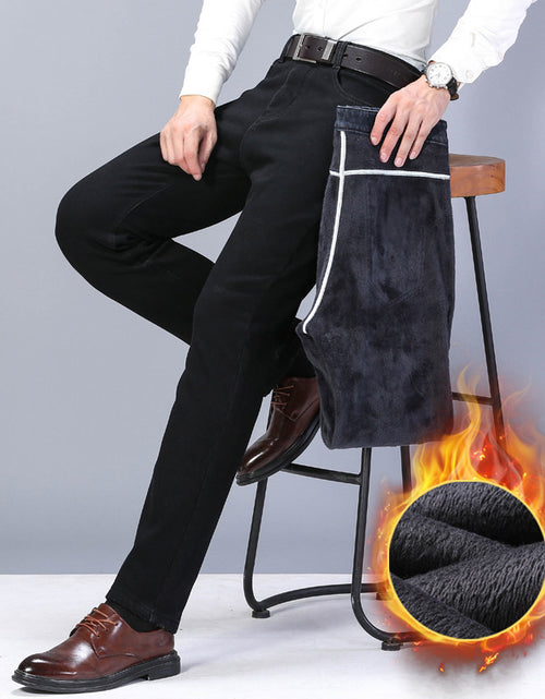 Load image into Gallery viewer, Winter Black Jeans Men&#39;s Fleece-lined Thickened 2668south
