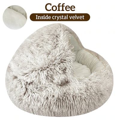 Winter Long Plush Pet Cat Bed round Cat Cushion Cat House 2 in 1 Warm Cat Basket Cat Sleep Bag Cat Nest Kennel for Small Dog Cat 2668south