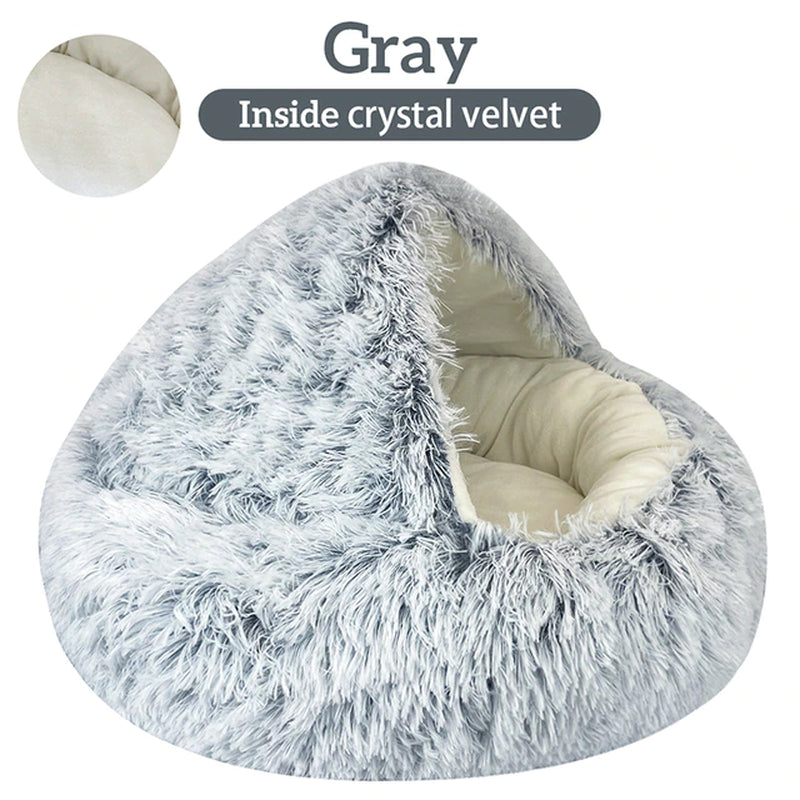 Winter Long Plush Pet Cat Bed round Cat Cushion Cat House 2 in 1 Warm Cat Basket Cat Sleep Bag Cat Nest Kennel for Small Dog Cat 2668south