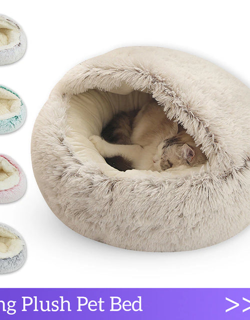 Load image into Gallery viewer, Winter Long Plush Pet Cat Bed round Cat Cushion Cat House 2 in 1 Warm Cat Basket Cat Sleep Bag Cat Nest Kennel for Small Dog Cat 2668south
