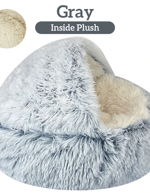 Load image into Gallery viewer, Winter Long Plush Pet Cat Bed round Cat Cushion Cat House 2 in 1 Warm Cat Basket Cat Sleep Bag Cat Nest Kennel for Small Dog Cat 2668south
