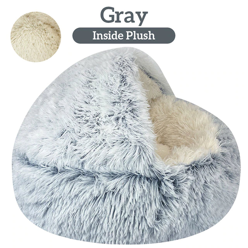 Winter Long Plush Pet Cat Bed round Cat Cushion Cat House 2 in 1 Warm Cat Basket Cat Sleep Bag Cat Nest Kennel for Small Dog Cat 2668south