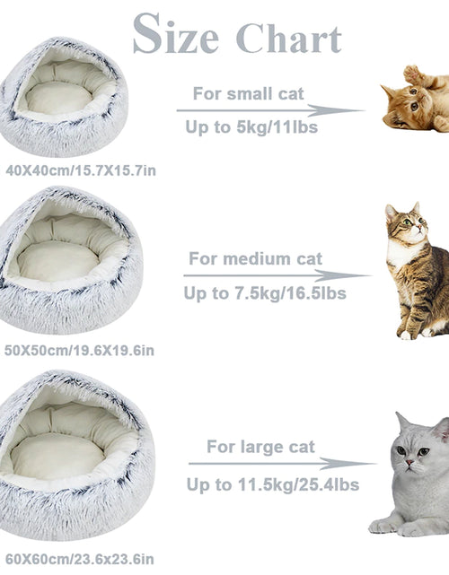 Load image into Gallery viewer, Winter Long Plush Pet Cat Bed round Cat Cushion Cat House 2 in 1 Warm Cat Basket Cat Sleep Bag Cat Nest Kennel for Small Dog Cat 2668south
