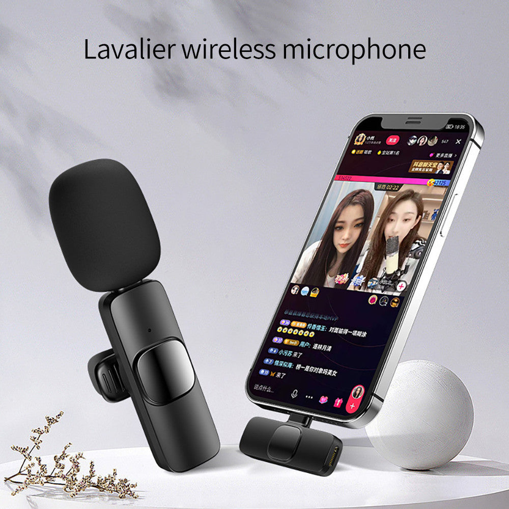 Wireless Lavalier Microphone Portable Audio Video Recording Mini Mic For I Phone Android Long Battery Life Live Broadcast Gaming 2668south