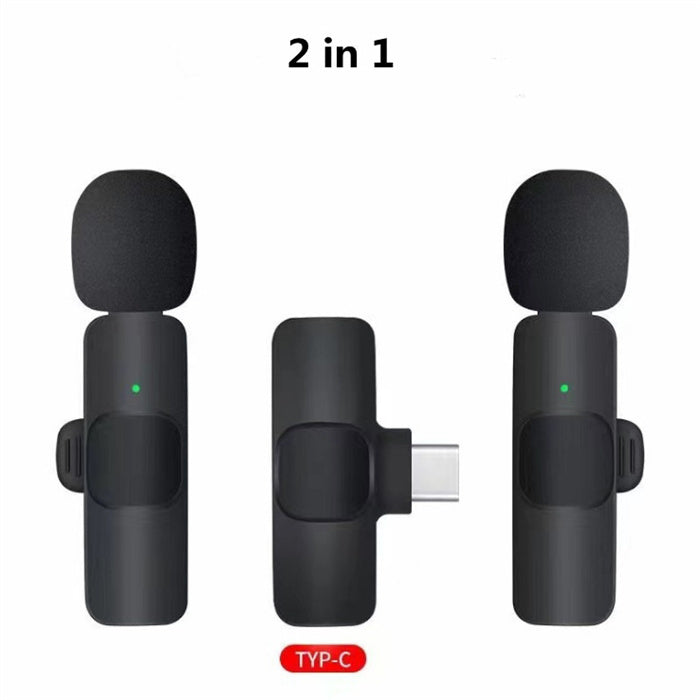 Wireless Lavalier Microphone Portable Audio Video Recording Mini Mic For I Phone Android Long Battery Life Live Broadcast Gaming 2668south