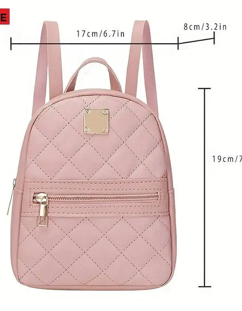 Load image into Gallery viewer, Women&#39;S Cute Small Backpack Rhombic Pattern Backpack with Adjustable Strap Zipper Casual Shoulder Black Mobile Bag 2668south
