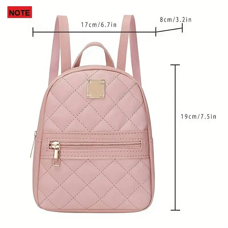 Women'S Cute Small Backpack Rhombic Pattern Backpack with Adjustable Strap Zipper Casual Shoulder Black Mobile Bag 2668south