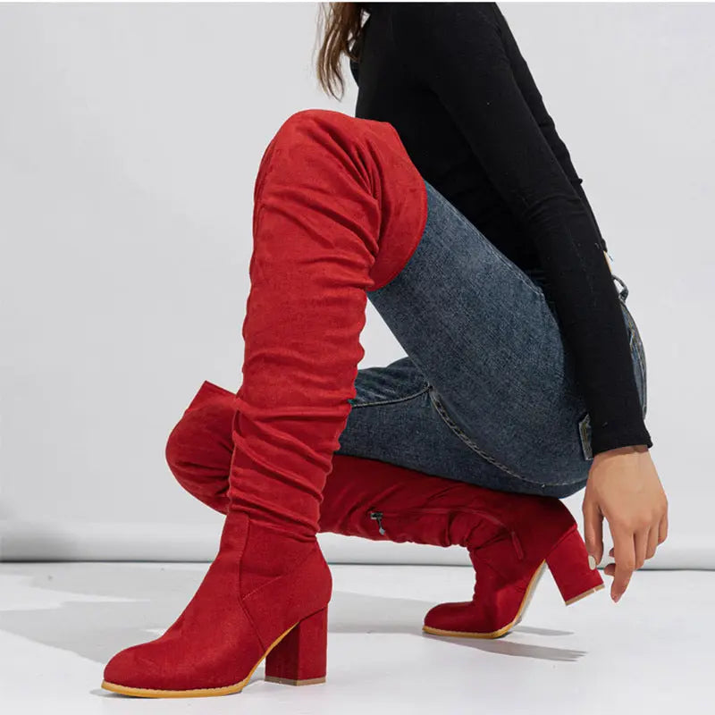 Women's Boots High-heeled Elastic Long Boots Over The Knee Boots 2668south