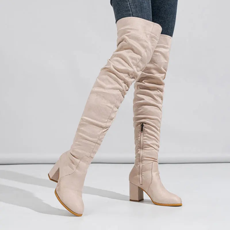 Women's Boots High-heeled Elastic Long Boots Over The Knee Boots 2668south