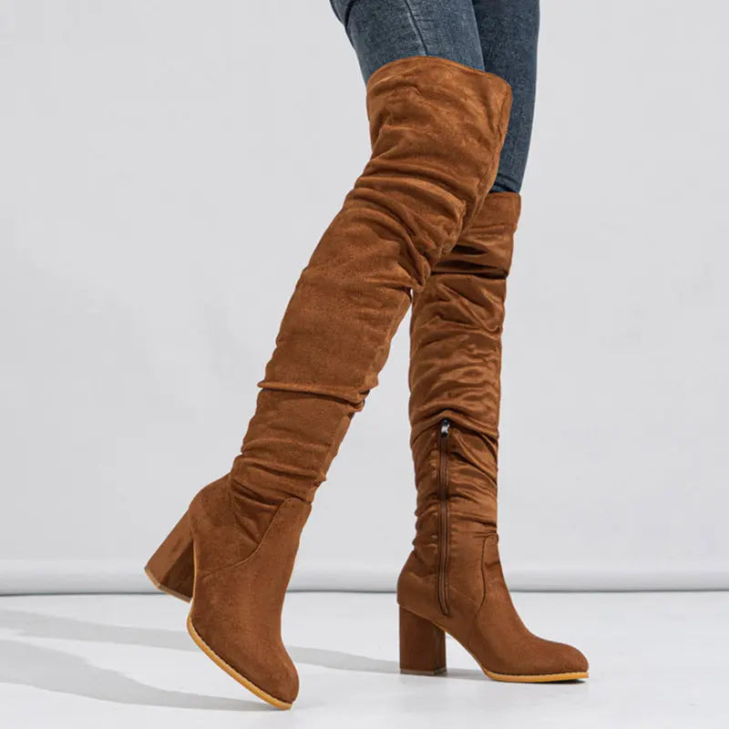 Women's Boots High-heeled Elastic Long Boots Over The Knee Boots 2668south