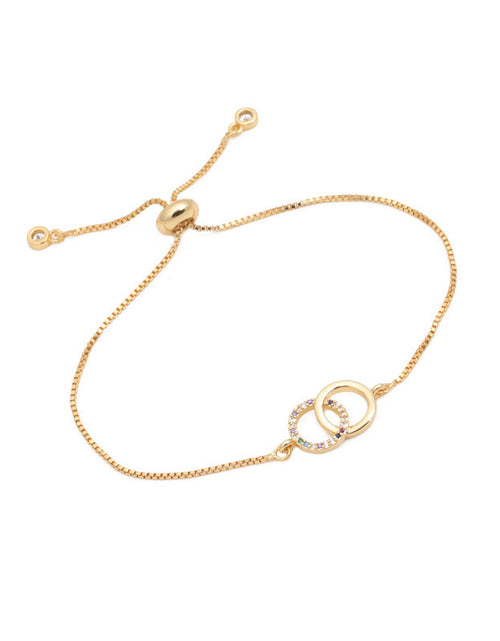 Load image into Gallery viewer, Women&#39;s Brass Gold-plated Double-ring Adjustable Bracelet 2668south
