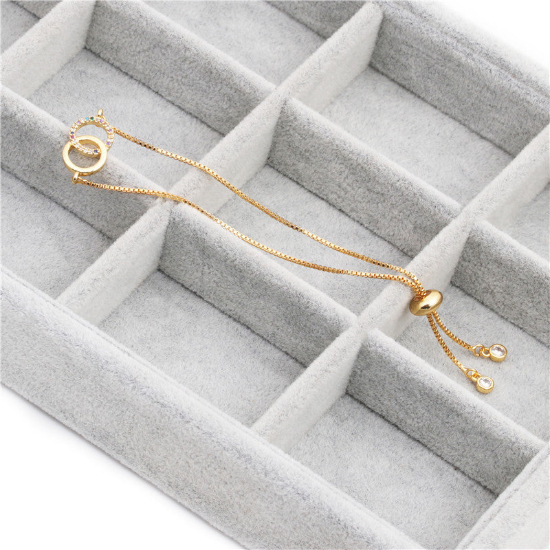 Women's Brass Gold-plated Double-ring Adjustable Bracelet 2668south