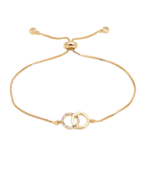 Load image into Gallery viewer, Women&#39;s Brass Gold-plated Double-ring Adjustable Bracelet 2668south
