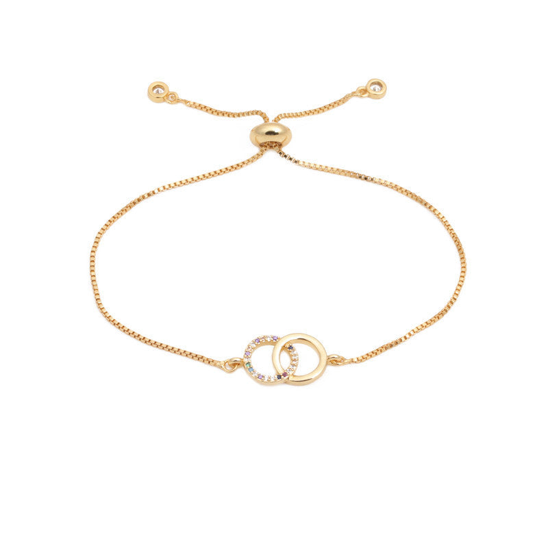 Women's Brass Gold-plated Double-ring Adjustable Bracelet 2668south