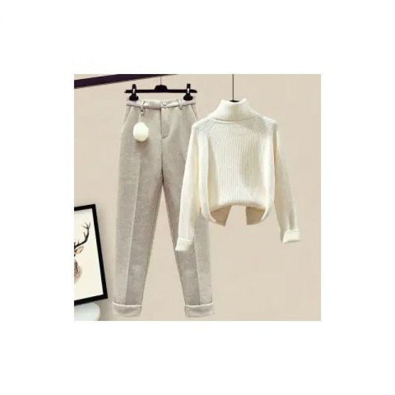 Women's Casual Sweater Haren Pants And Velvet Cotton Suit Set 2668south